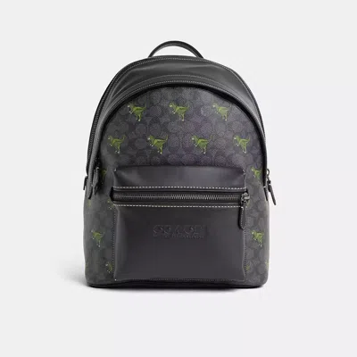 Coach Restored Charter Backpack In Signature Canvas With Rexy Print In Burgundy