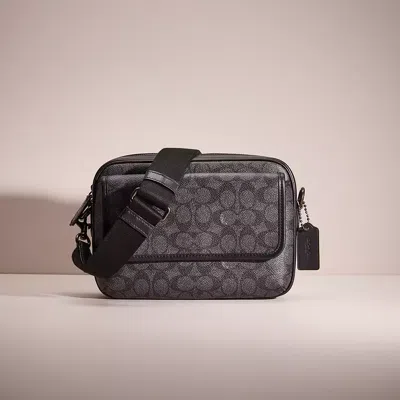 Coach Restored Charter Flap Crossbody 24 In Signature Canvas In Charcoal