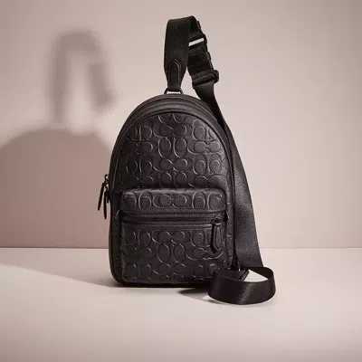 Coach Restored Charter Pack In Signature Leather In Black