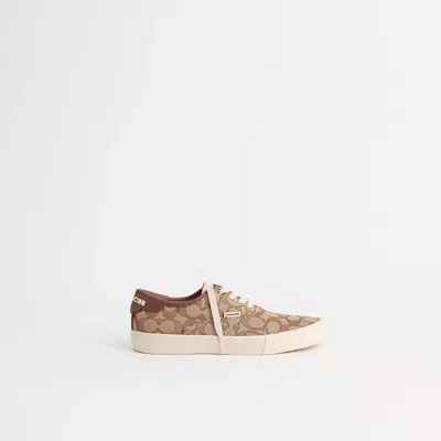 Coach High Line Sneaker In Signature Canvas In Brown Khaki