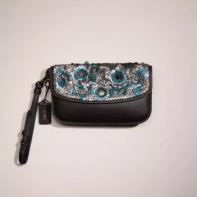 Coach Restored Clutch With Leather Sequins In Brown