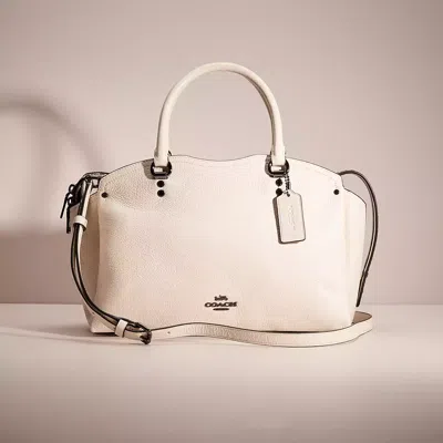 Coach Restored  Drew Satchel With Snakeskin Detail In Gunmetal/chalk