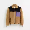 Coach Restored Colorblock Shearling Jacket In Burnt Sienna