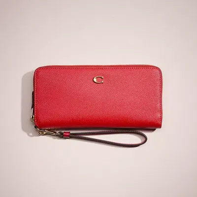Coach Restored Continental Wallet In Brass/sport Red