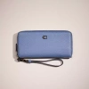 Coach Restored Continental Wallet In Pewter/washed Chambray