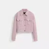Coach Restored Cropped Signature Jacquard Denim Jacket In Purple Signature