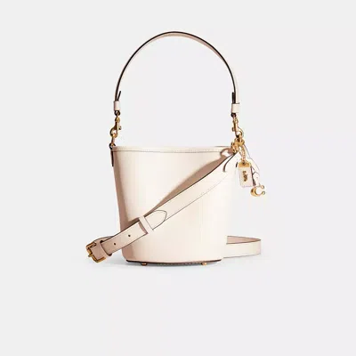 Coach Restored Dakota Bucket Bag 16 In Brass/chalk