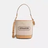 Coach Restored Dakota Bucket Bag In Brass/natural Canvas/tan