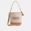 Coach Restored Dakota Bucket Bag In Brass/natural Canvas/yellow Gold