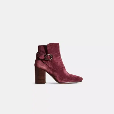 Coach Restored Delaney Signature Buckle Heel Bootie In Oxblood