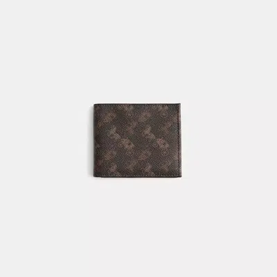 Coach Restored Double Billfold Wallet With Horse And Carriage Print In Brown