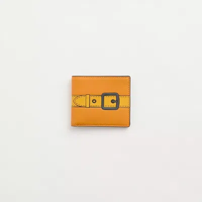 Coach Restored Double Billfold Wallet With Trompe L'oeil In Papaya Multi