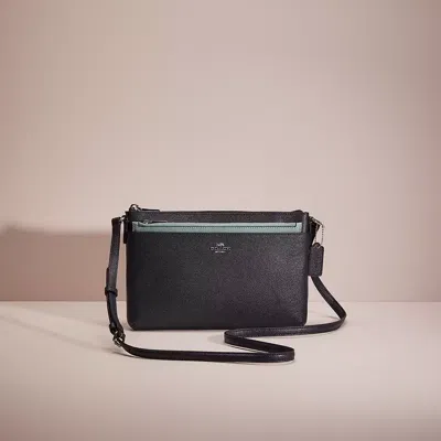 Coach Restored East/west Crossbody With Pop Up Pouch With Flamingo Print In Silver/midnight Multi