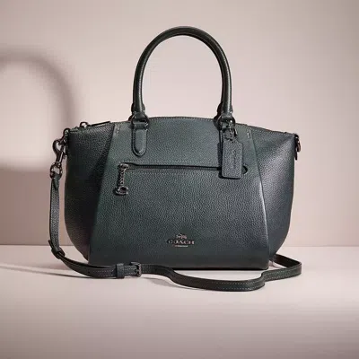 Coach Restored Elise Satchel In Gunmetal/pine Green