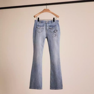 Coach Restored Embellished Denim Pants In Blue