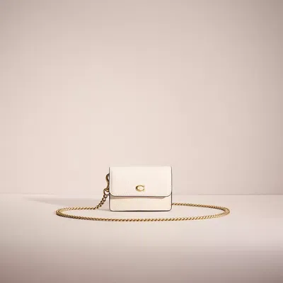 Coach Restored Essential Half Flap Card Case In Brass/chalk