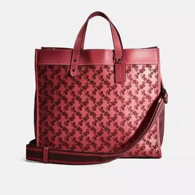 Coach Restored Field Tote 40 With Horse And Carriage In Red
