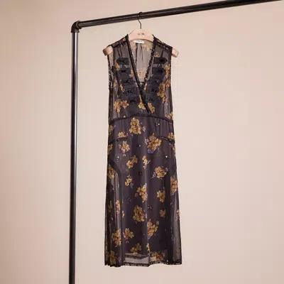 Coach Restored Forest Floral Print Military Dress In Black/green