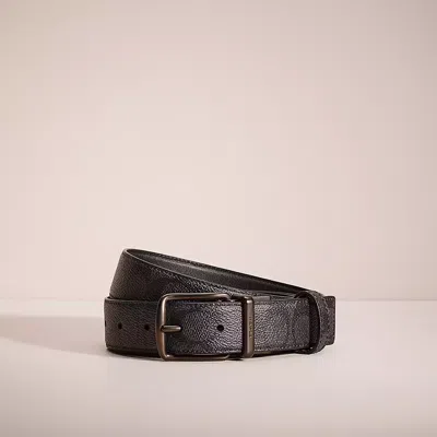 Coach Restored Harness Buckle Cut To Size Reversible Belt, 38mm In Charcoal/black