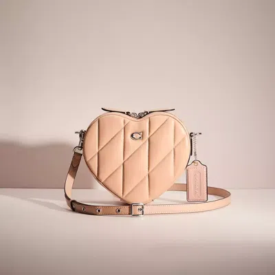 Coach Restored Heart Crossbody With Quilting In Silver/buff