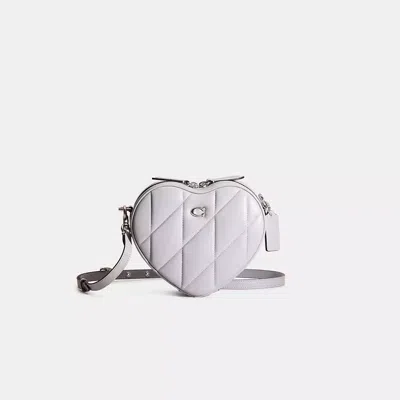 Coach Restored Heart Crossbody With Quilting In Silver/grey Blue