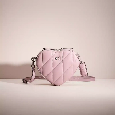 Coach Restored Heart Crossbody With Quilting In Silver/ice Purple