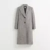 Coach Restored Herringbone Oversized Coat In Gray