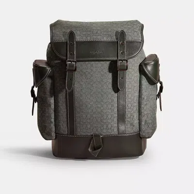 Coach Restored Hitch Backpack In Micro Signature Jacquard In Green