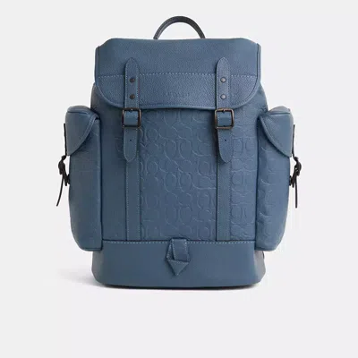 Coach Restored Hitch Backpack In Signature Leather In Blue