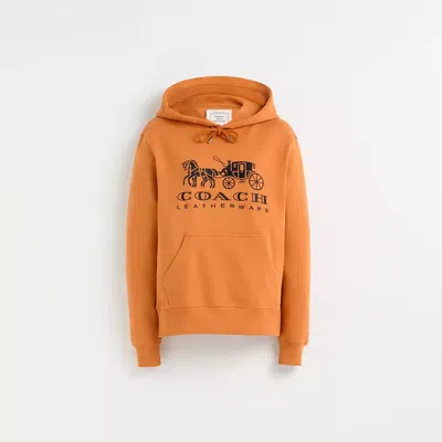 Coach Restored Horse And Carriage Hoodie In Organic Cotton In Orange