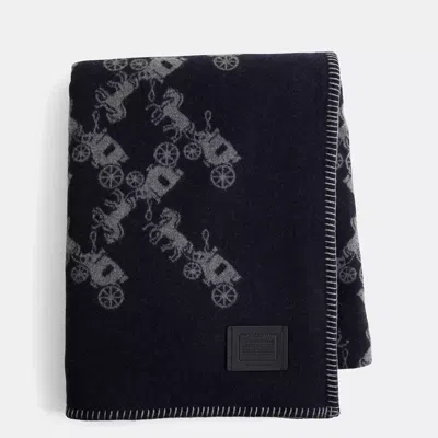 Coach Restored Horse And Carriage Print Blanket Scarf In Black