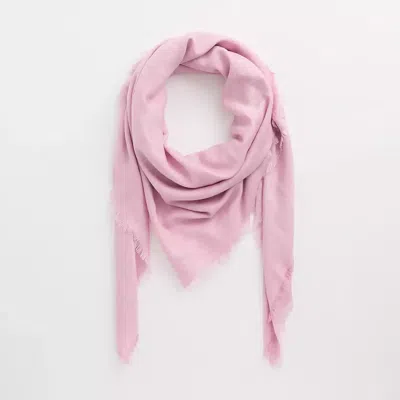 Coach Restored Horse And Carriage Print Oversized Square Scarf In Pink