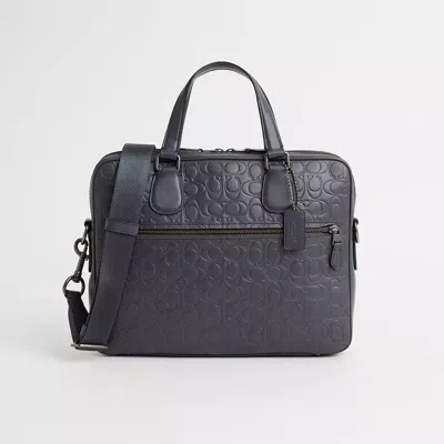 Coach Restored Hudson 5 Bag In Signature Leather In Black Antique Nickel/midnight Navy