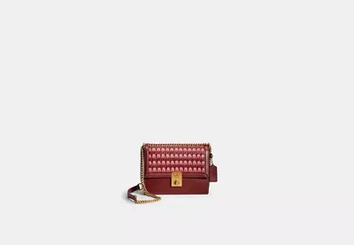 Coach Restored Hutton Shoulder Bag With Weaving In Brass/wine Multi