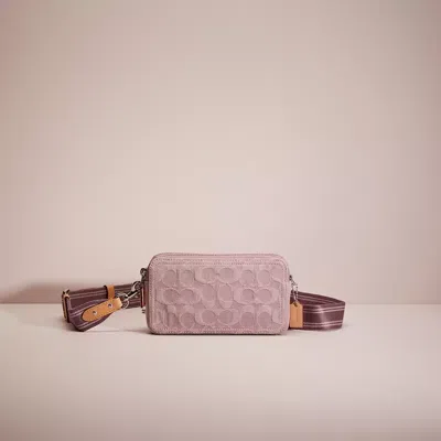Coach Restored Kira Crossbody In Signature Denim In Silver/pale Purple