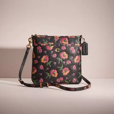 Coach Restored Kitt Messenger Crossbody Bag With Floral Print In Brass/black Multi