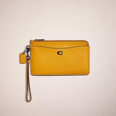 Coach Restored L Zip Wristlet In Pewter/flax