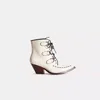 Coach Restored Lace Up Chain Bootie In Chalk