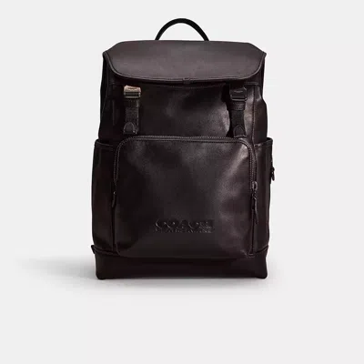 Coach Restored League Flap Backpack In Black Copper/black