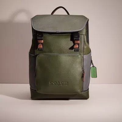 Coach Restored League Flap Backpack In Colorblock In Green