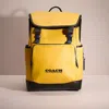 Coach Restored League Flap Backpack In Colorblock In Yellow