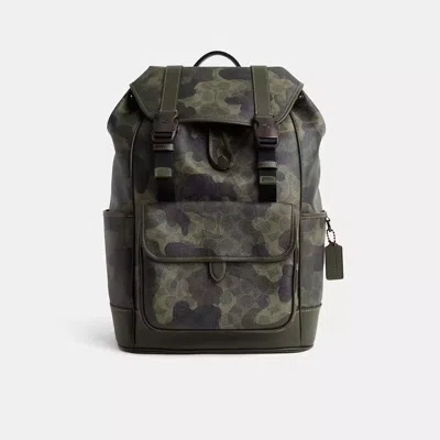 Coach Restored League Flap Backpack In Signature Camo Print