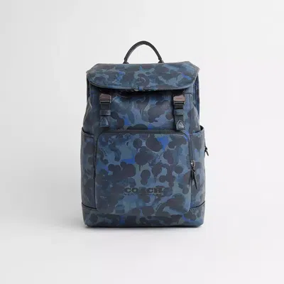 Coach Restored League Flap Backpack With Camo Print In Blue | ModeSens