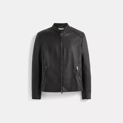 Coach Restored Leather Racer Jacket In Black