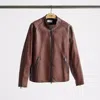 Coach Restored Leather Racer Jacket In Dark Saddle