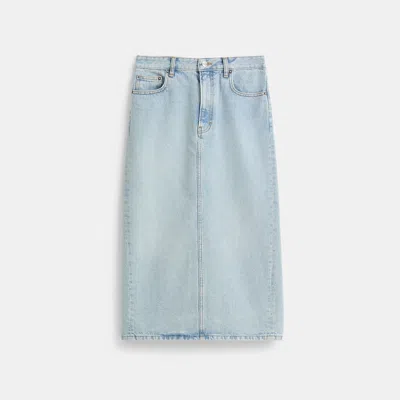 Pre-owned Coach Restored Long Denim Skirt In Blue