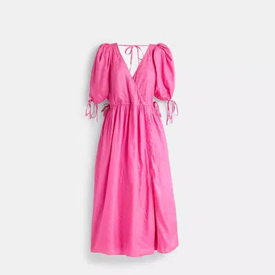 Coach Restored Long Dress With Ties In Pink