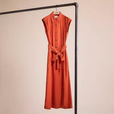 Coach Restored Long Shirt Dress With Side Slit In Tangerine