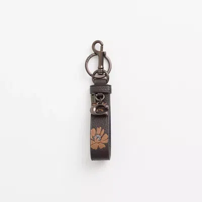 Coach Restored Loop Bag Charm With Floral Print In Pewter/multi