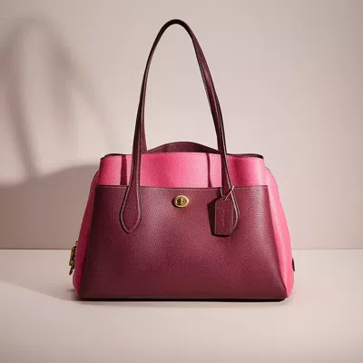 Coach Restored Lora Carryall In Colorblock In Brass/wine Multi